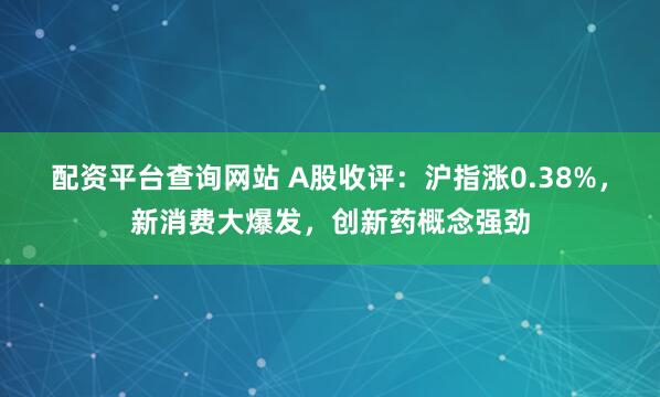 配资平台查询网站 A股收评：沪指涨0.38%，新消费大爆发，创新药概念强劲